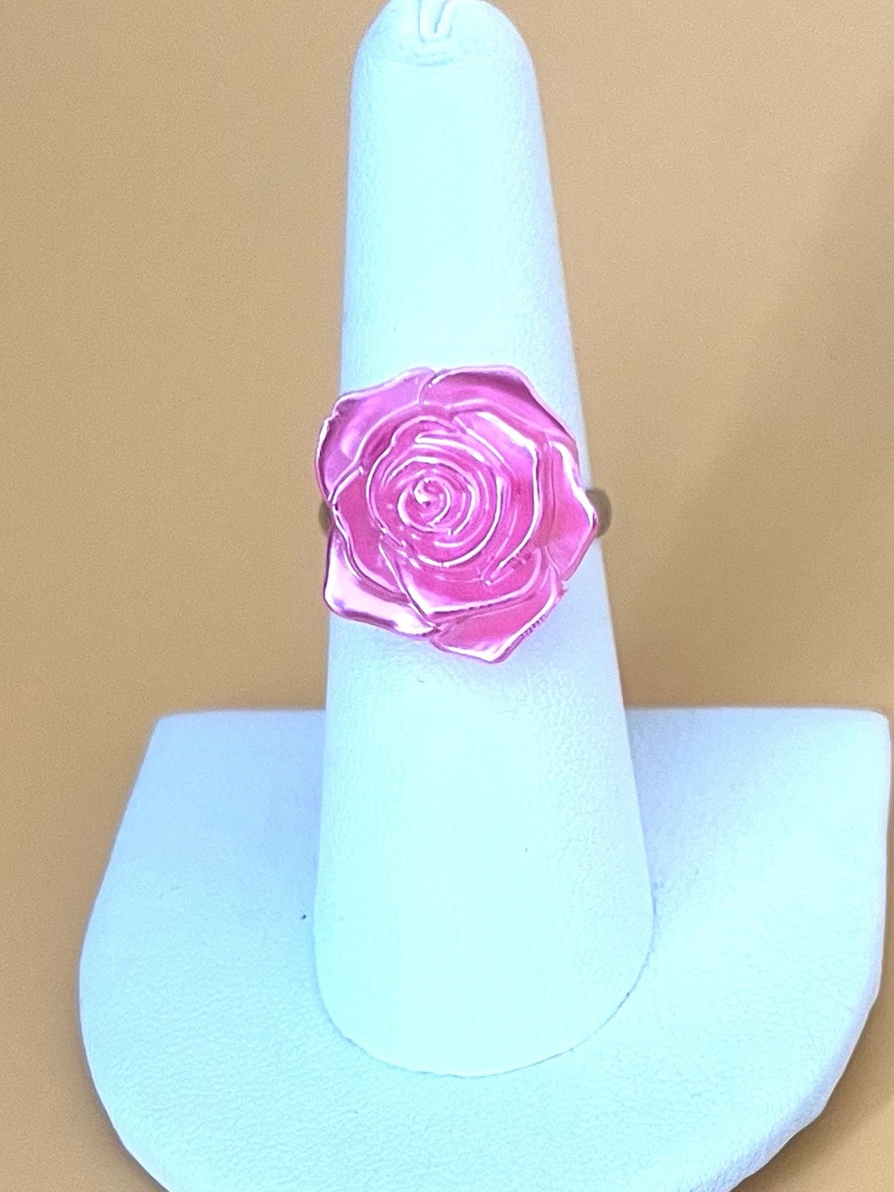 Adjustable Pink Rose Ring